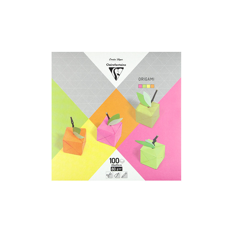 Clairefontaine papier origami neon 20x20 80g 100ark 4 kolory - sklep p