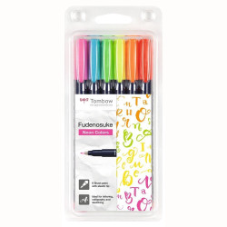 Tombow Fudenosuke flamaster brush pen zestaw 6 pisaków - sklep plastyc