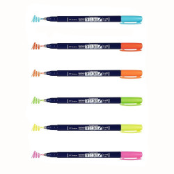 Tombow Fudenosuke flamaster brush pen zestaw 6 pisaków - sklep plastyc