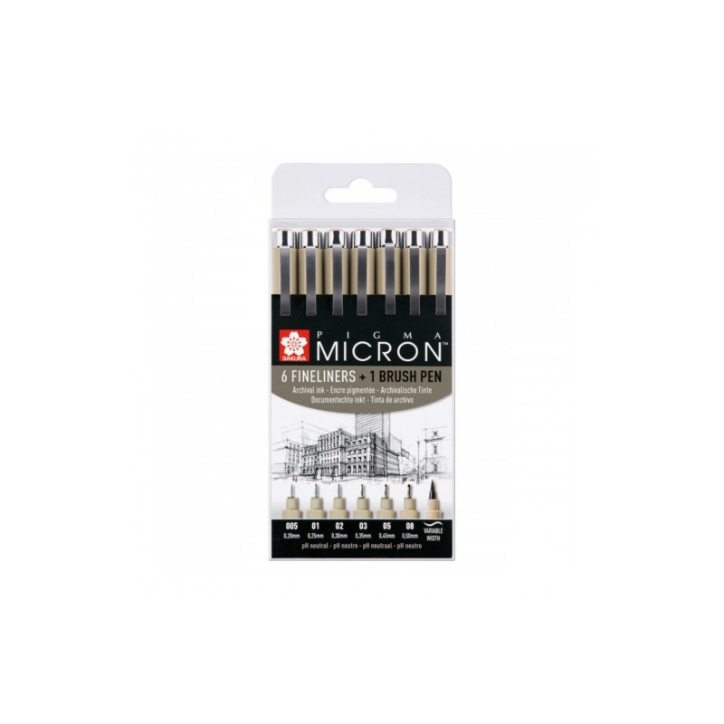 Sakura pigma micron zestaw 6 cienkopisów - sklep plastyczny - szał dla