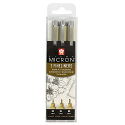 Sakura pigma micron zestaw 3 cienkopisów 02,04,08 - sklep plastyczny -