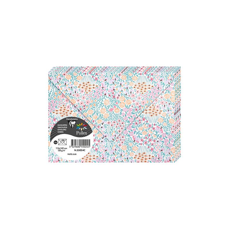 Clairefontaine pollen flowers envelopes 114x162mm 120g 20 pcs