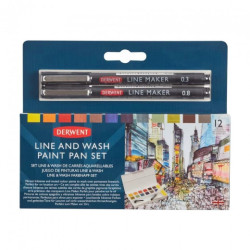 Derwent Line&Wash zestaw 12 farb z cienkopisami - sklep plastyczny - s