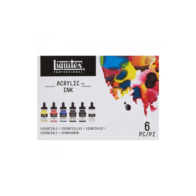 Liquitex essential zestaw tuszy akrylowych 6x30ml - sklep plastyczny -