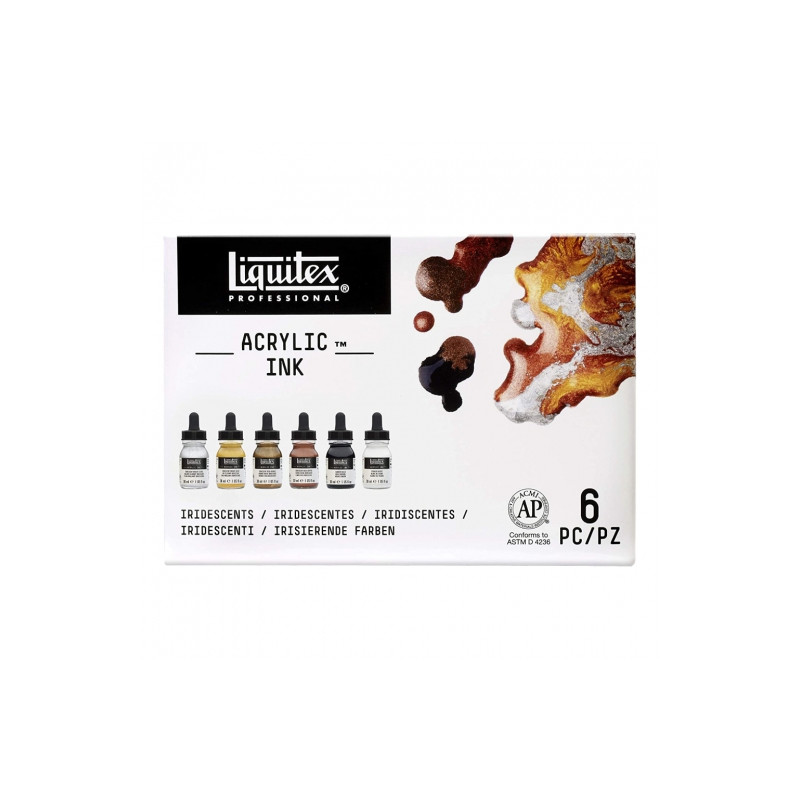 Liquitex iridescents zestaw tuszy akrylowych 6x30ml - sklep plastyczny