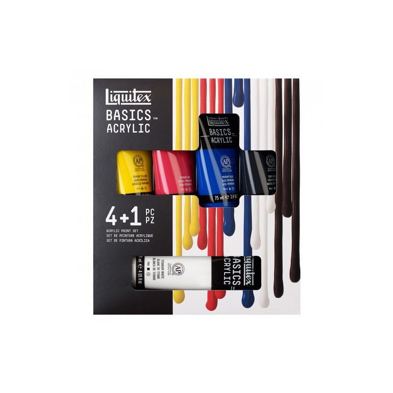 Liquitex zestaw farb akrylowych basic 4x75 ml + 1x118 ml - sklep plast