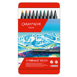 Caran d'Ache fibralo brush set of 10 felt-tip pens metal pack