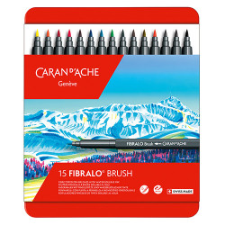 Caran d'Ache fibralo brush set of 15 felt-tip pens metal pack