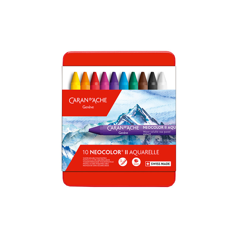 Caran d'Ache neocolor II wax pastels 10 pieces metal case