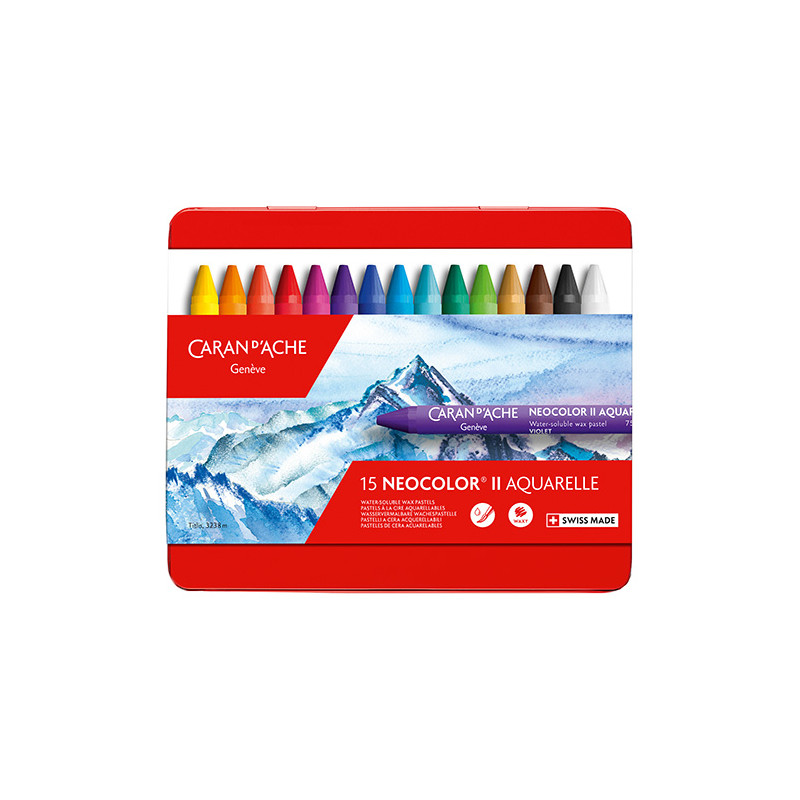 Caran d'Ache neocolor II wax pastels 15 pieces metal case