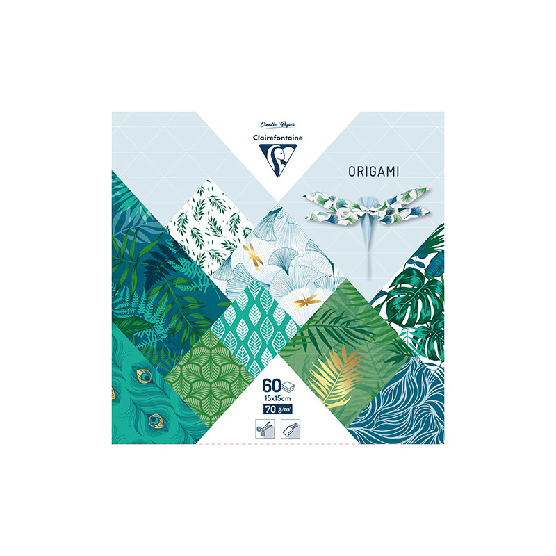 Clairefontaine papier origami vegetal chic 15x15cm 70g 60ark - sklep p