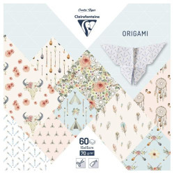 Clairefontaine papier origami boheme chic 15x15cm 70g 60ark - sklep pl
