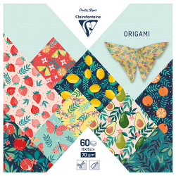 Clairefontaine papier origami fruit garden 15x15cm 70g 60ark - sklep p