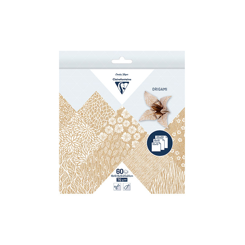 Clairefontaine origami kraft floral 10x10,15x15,20x20 70g 60 sheets