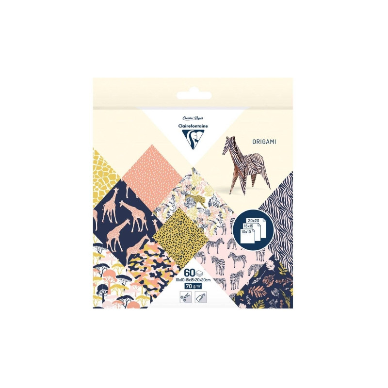 Clairefontaine origami safari 10x10,15x15,20x20 70g 60 sheets