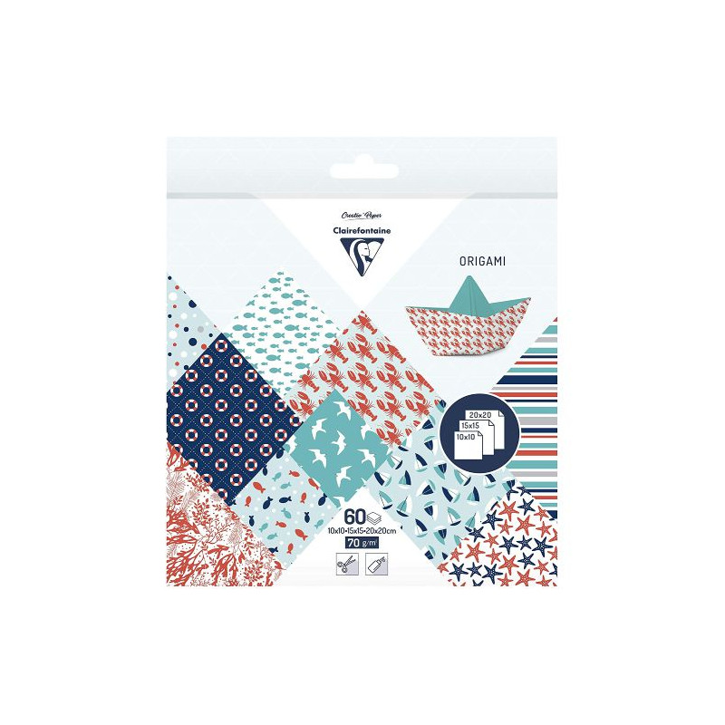 Clairefontaine origami sailor 10x10,15x15,20x20 70g 60 sheets