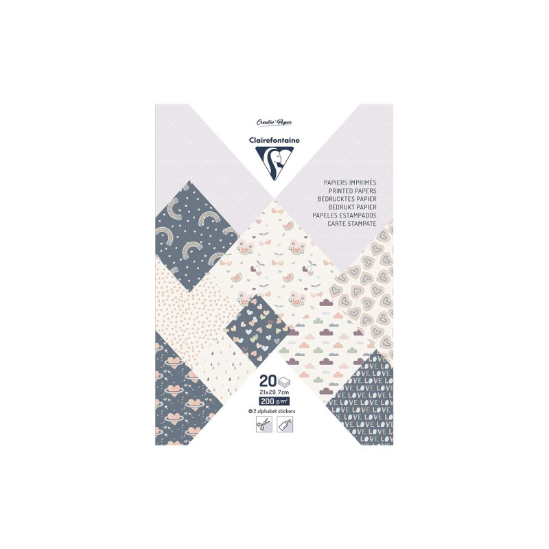 Clairefontaine papier dekoracyjny little love A4 20 arkuszy - sklep pl