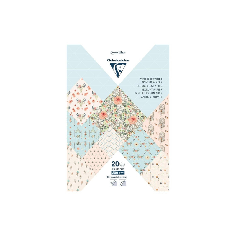 Clairefontaine boheme chic decorative paper A4 20 sheets