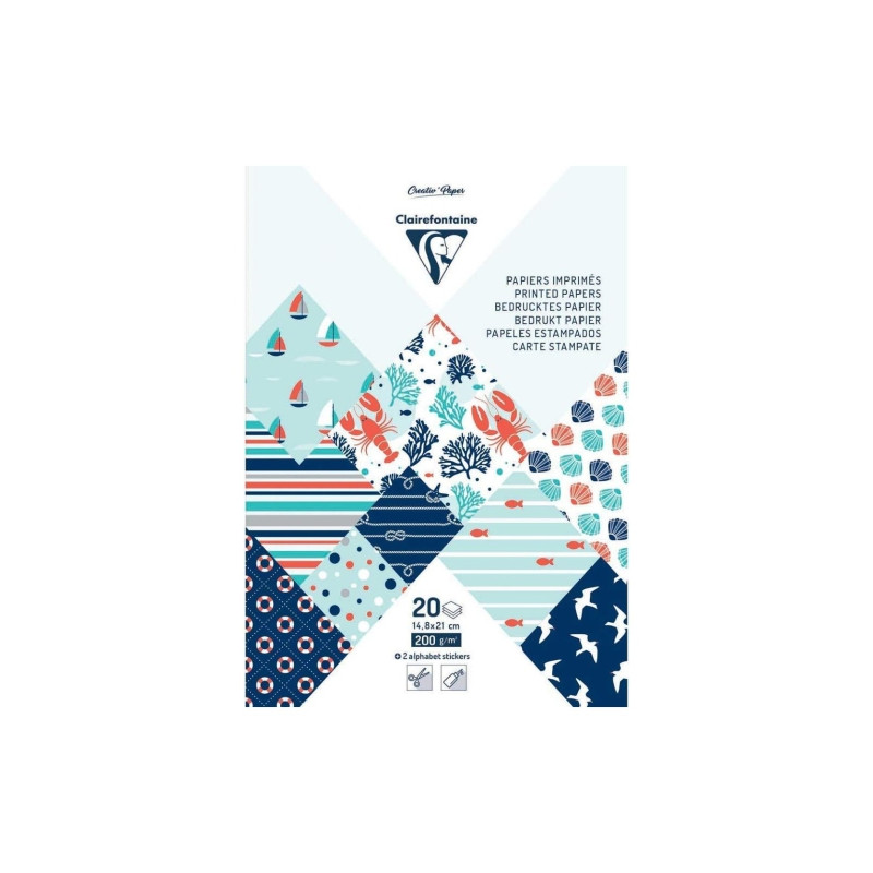 Clairefontaine papier dekoracyjny sailor A4 20 arkuszy - sklep plastyc