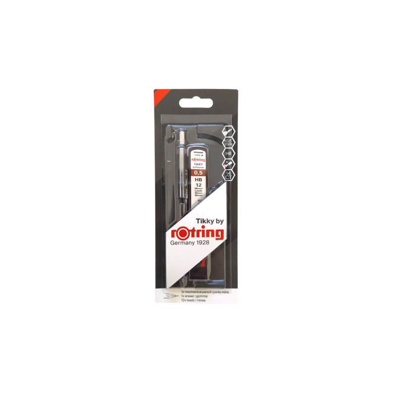 Rotring zestaw tikky ołówek aut 0,5mm czarny+wkład+gumka t30 - sklep p