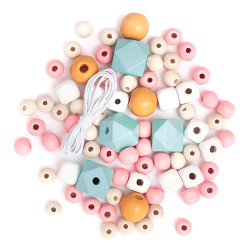 DP Craft drewniane koraliki pastel 80 sztuk - sklep plastyczny - szał