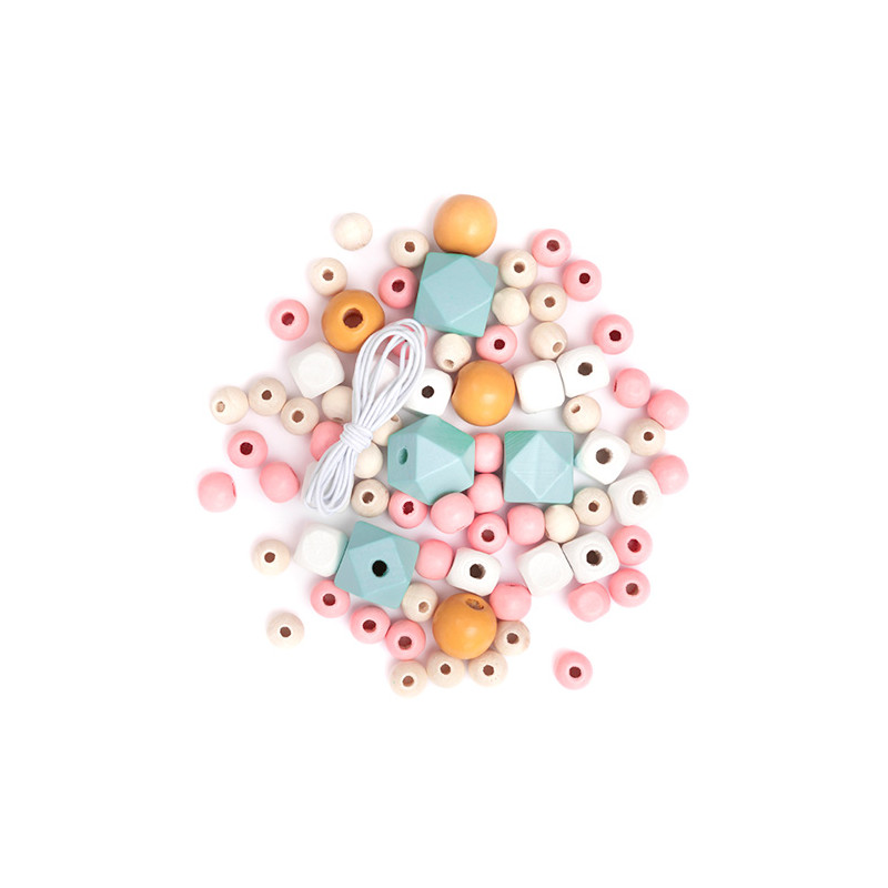 DP Craft drewniane koraliki pastel 80 sztuk - sklep plastyczny - szał