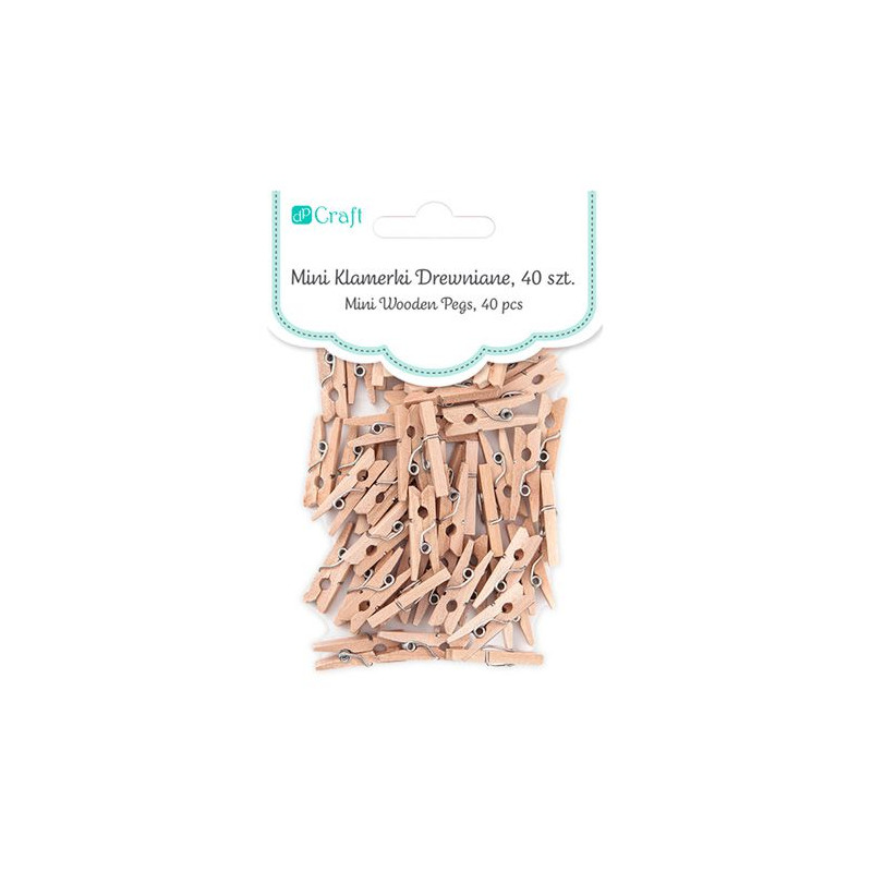 DP Craft klamerki drewniane naturalne mini 2,5cm 40 sztuk