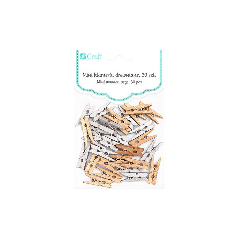 DP Craft wooden clips mini gold & silver 2.5cm 30 pieces