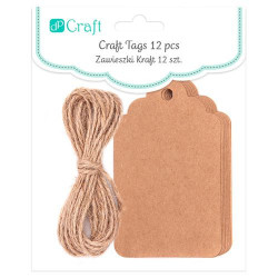 DP Craft zawieszki kraft szyld ze sznurkiem 12 sztuk