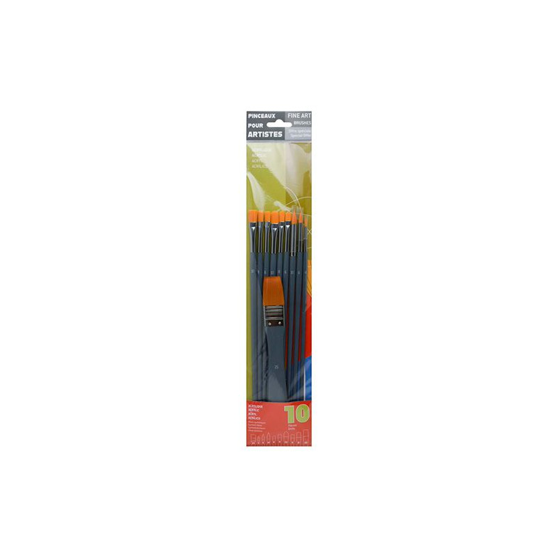 Pinceaux set of gold synthetic brushes for acrylic paints 10 pcs