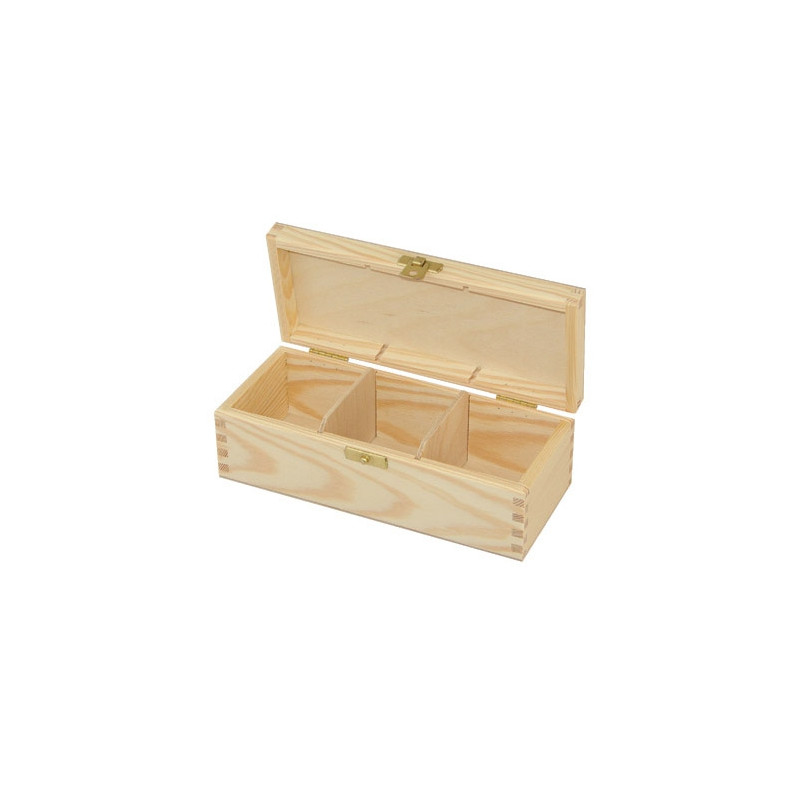 3 compartments wooden tea box