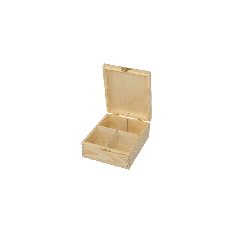 4 compartments wooden tea box