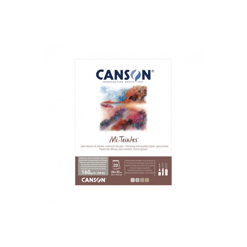 Canson mi-teintes pastel block shades of gray 160g 20 sheets 4 colors