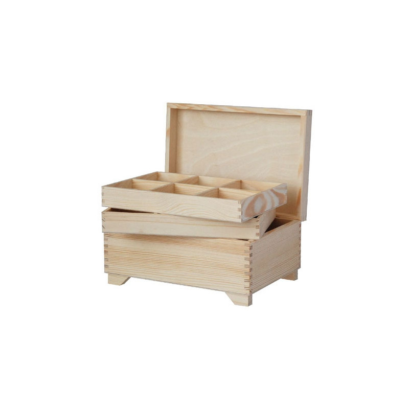 Wooden trunk 30x20 cm with 2 inserts