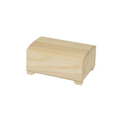 Wooden trunk on legs with a mirror, 3 compartments
