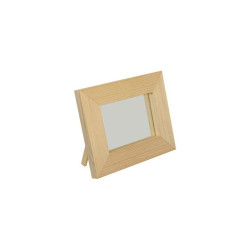 A small mirror in a wooden frame