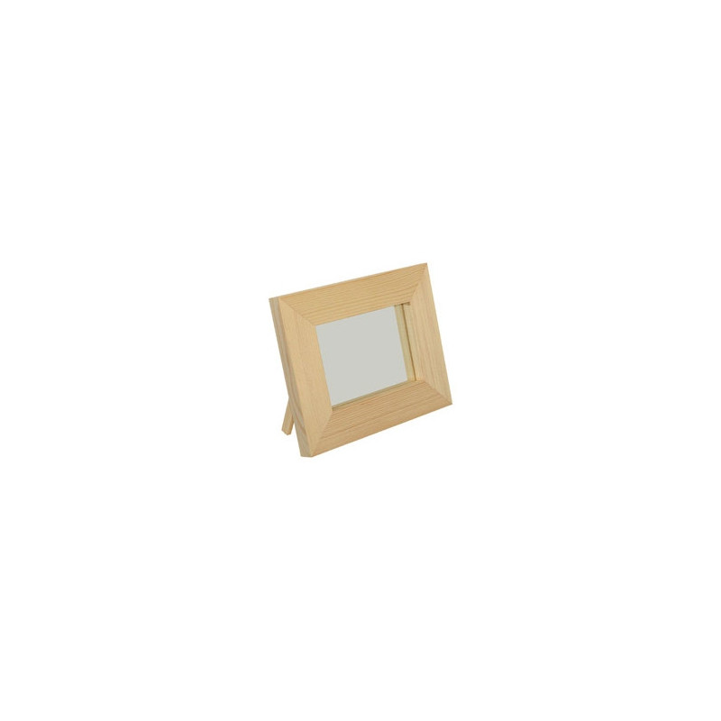 A small mirror in a wooden frame