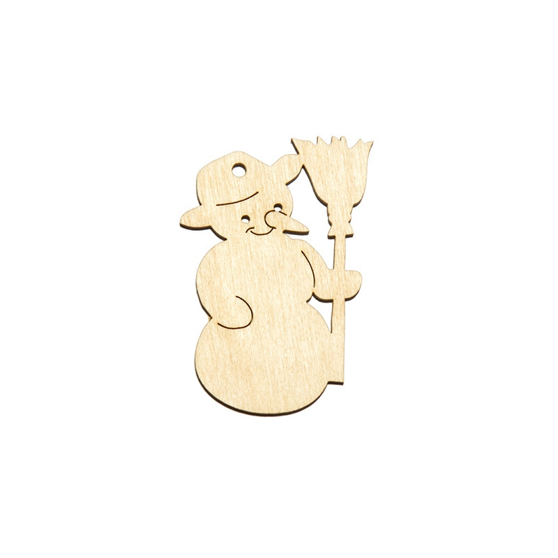Pendant snowman with a broom 7.5 x 5.5 cm