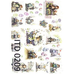 Papier do decoupage wielkanocny, aniołki A3 - sklep plastyczny - szał