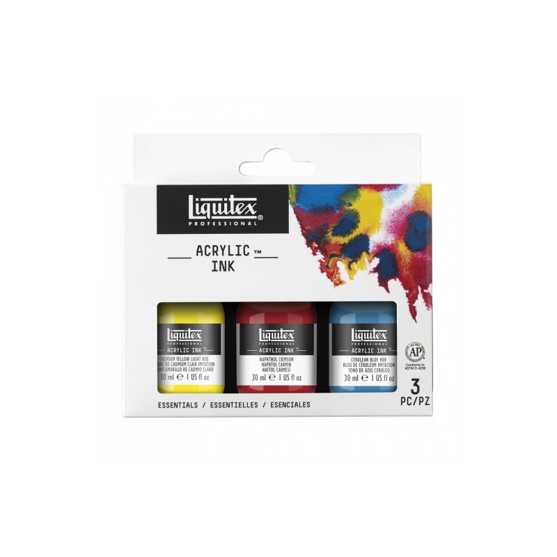 Liquitex set of 3 acrylic inks 30ml essential