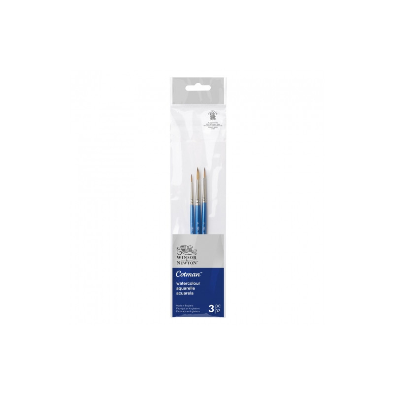 Winsor&Newton cotman zestaw 3 pędzli okrągłych - sklep plastyczny - sz
