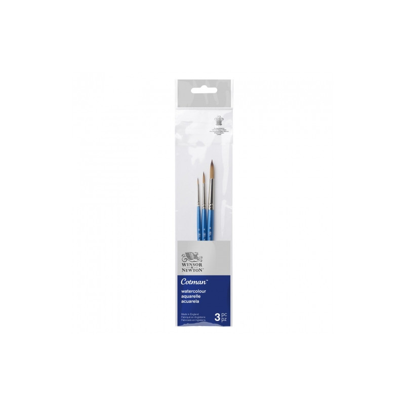 Winsor&Newton cotman zestaw 3 pędzli okrągłych- sklep plastyczny - sza