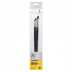 Winsor & Newton gallery set of 3 brushes, long handle, round, flat and