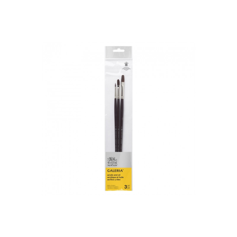 Winsor & Newton gallery set of 3 brushes, long handle, round, flat and