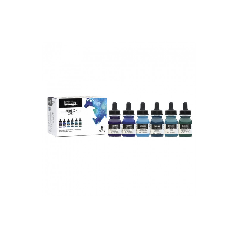 Liquitex zestaw  tuszy akrylowych 30ml aqua colors - sklep plastyczny