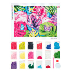 Diamond embroidery kit for diamond painting - twin flamingos