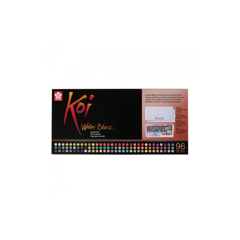 Sakura koi set of 96 watercolors in a cube