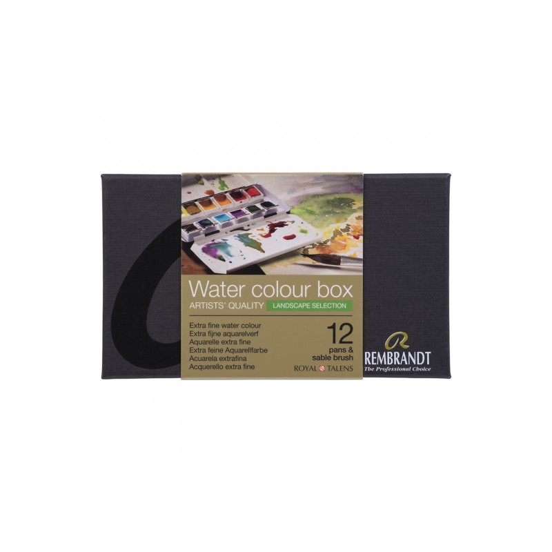 Talens rembrandt set of 12 watercolors in a half-pen landscape metal p