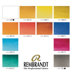 Talens Rembrandt zestaw 12 akwareli w półkostce portrait metalowe opak
