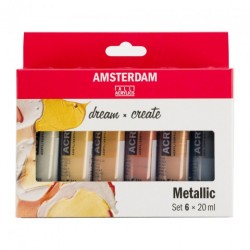 Talens amsterdam zestaw farb akrylowych 6x20ml metallics - sklep plast